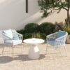 Maiden - Barrel Back Aluminum & Rope Outdoor Patio Dining Chair, Sunproof Olefin (Set of 2) - Sky Blue - Image 7