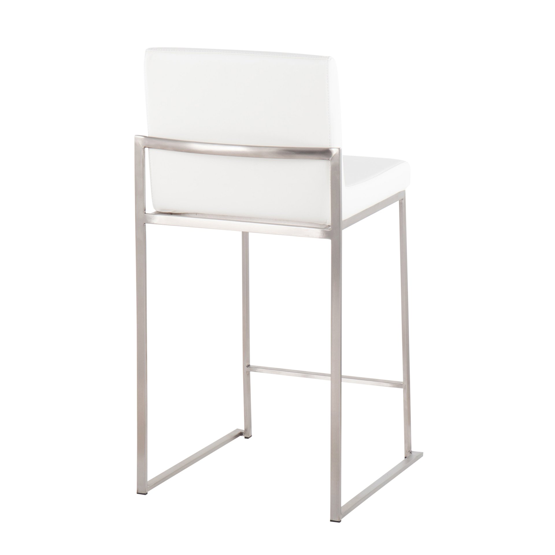 Fuji - Contemporary High Back Counter Stool (Set of 2) - White - Image 4