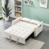 Modern Velvet Sofa, Sofa Pull-Out Bed, Small Love Seat Casual Sofa With Back, With Pillow, Pockets, Living Room Furniture, 3 In 1 Convertible Sleep Sofa Bed - Beige - Image 6