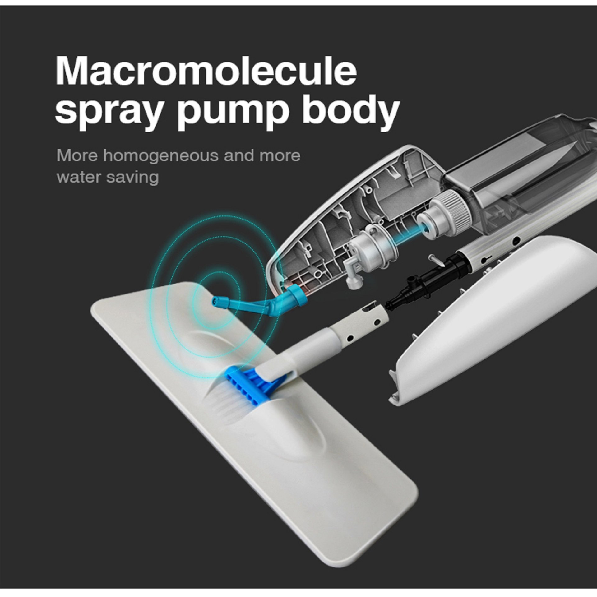 Superfine Fiber Washable Mat Spray Mop With 300Ml Reusable Bottle For Various Floors - Blue - Image 2