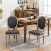 French Style Solid Wood Frame Antique Painting Linen Fabric Back Dining Chair (Set of 2) - Dark Gray - Image 12