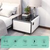 Modern Smart Side Table With Built-In Fridge, Wireless Charging, Temperature Control, Power Socket, USB Ports, Outlet Protection, Induction Light - White - Image 4