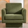 360° Modern Swivel Accent Chair Round Armchair, Thick Padded Single Lounge Sofa Upholstered Comfy - Green - Image 3