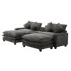 Modern Chenille Upholstered Sectional Sofa With Ottomans, USB Ports, Cup Holders, And Storage - Gray - Image 19