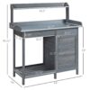 Outsunny - Outdoor Potting Bench Table, Garden Work Station With Storage Cabinet, Open Shelf And Steel Tabletop - Gray - Image 3
