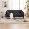 Modern Style Chenille 2 Seater Sofa With LED Light, USB Port And Storage Bag - Black - Image 12