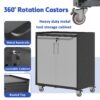 Heavy Duty Metal Garage Storage Cabinet With Wheels Sturdy Tool Organizer - Black - Image 8
