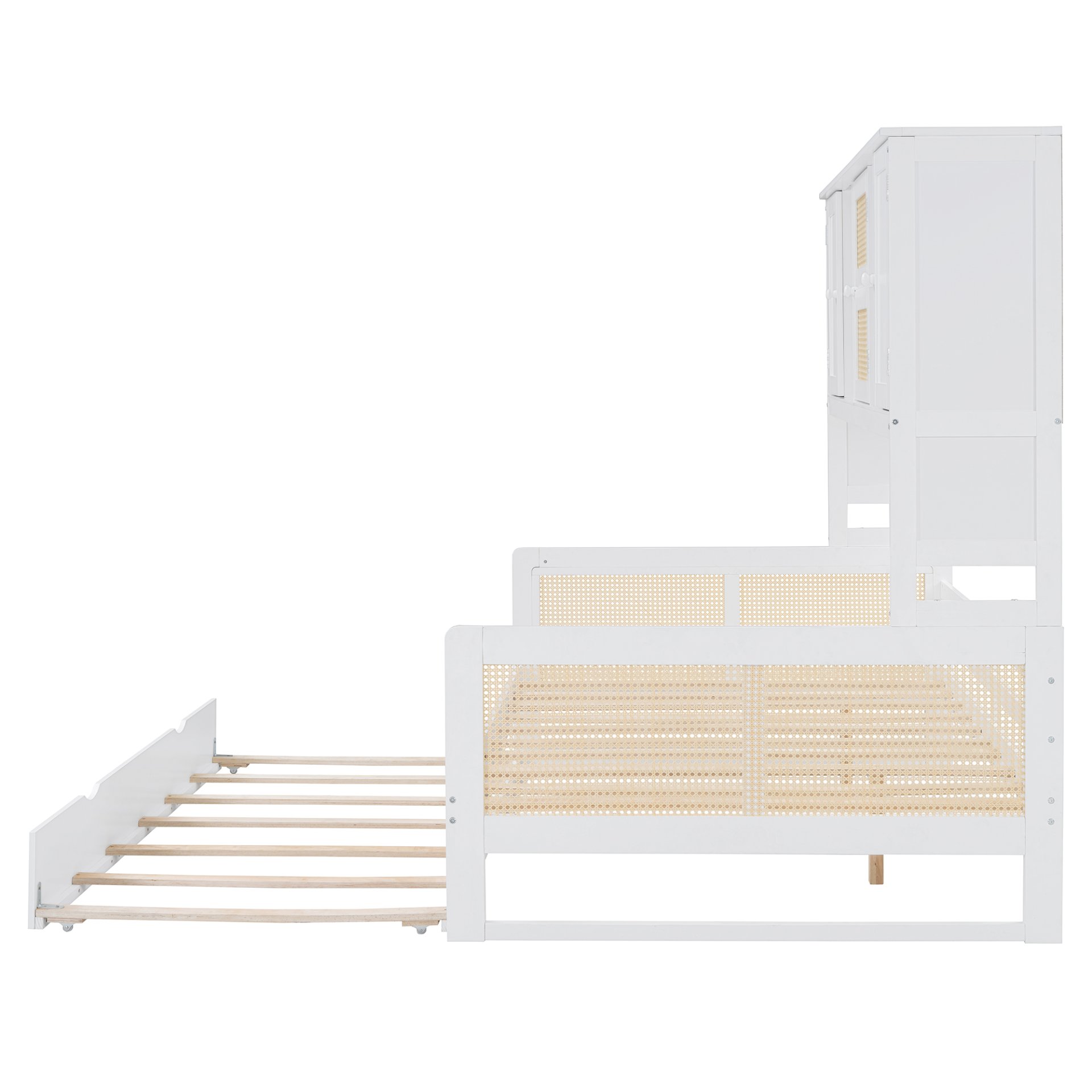 Full Size Wooden Daybed & Twin Size Trundle, And All In One Cabinet And Shelf - White - Image 20