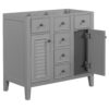Bathroom Vanity Without Sink, Cabinet Base Only, Two Cabinets And Five Drawers, Solid Wood Frame - Gray - Image 12