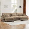 Modern U Shape Modular Sectional Sofa Couch With Movable Ottomans Convertible L Shaped Living Room Sofa - Camel - Image 7
