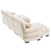 Modern U Shape Modular Sectional Sofa Couch With Movable Ottomans Convertible L Shaped With Pillows And Bolstered Armrests - Cream - Image 13