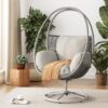 Reno - Outdoor Wicker Swivel Lounge Chair - Light Gray - Image 2