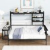Full Size Daybed With Movable Desk, Grid, Shelves And Clothes Hanger - Black - Image 12
