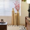 Metal Decorative Vases High Distress Metal Center Vases With Growing Vine Patterns, (Set of 3) Vases For Home Decoration - Gold - Image 18