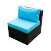 5 Pieces Rattan Sectional Outdoor Furniture Cushioned U Sof Set With 2 Pillow - Black / Blue - Image 7