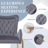 Velvet Fabric Counter Height Bar Stools (Set of 2) With Legs And Footrests, 28.75" - Gray - Image 6