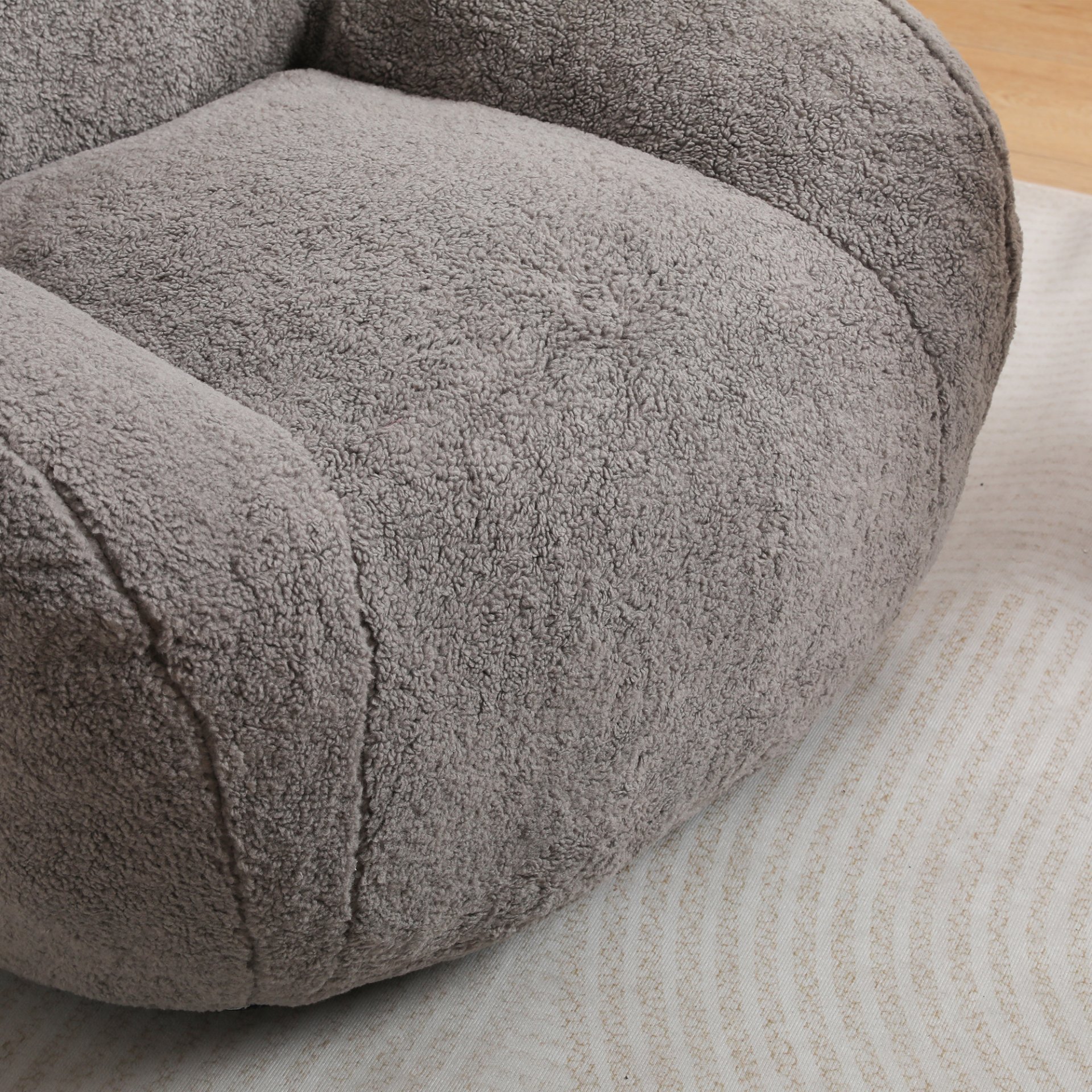 Giant Bean Bag Chair For Adults, Spacious Memory Foam Bean Bag Sofa With Armrests Teddy Fabric, Comfy Seating For Living Room Or Bedroom - Light Gray - Image 8
