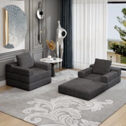 Single Sofa Chair That Converts To A Single Sofa Bed For Living Room, Guest Room, Playroom - Dark Gray