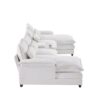Modern U Shaped Sofa With Console, Cupholders And USB Ports, 6 Seat Upholstered Symmetrical Indoor Furniture, Sleeper Couch Set With Chaise - White - Image 3