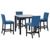 5-Piece Counter Height Dining Table Set With One Faux Marble Top Dining Table And Four Velvet Upholstered Chairs - Blue - Image 14
