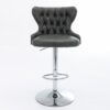 Swivel Barstools Adjusatble Seat Height From 25-33", Modern Upholstered Chrome Base Bar Stools With Backs Comfortable Tufted For Home Pub And Kitchen Island - Dark Gray - Image 4