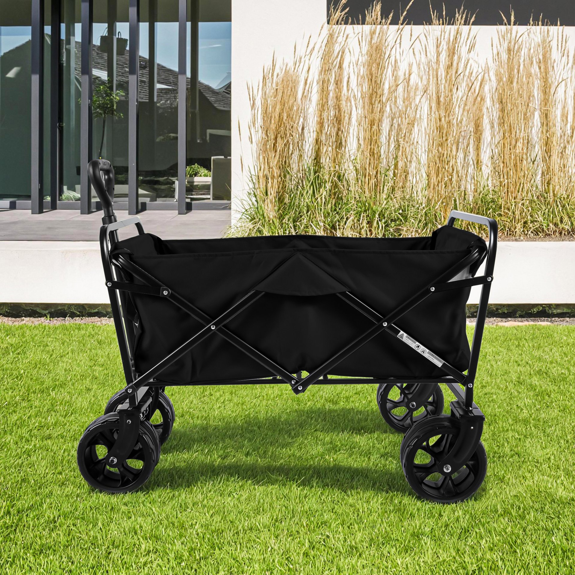 100L Collapsible Folding Beach Wagon Cart With 220Lbs Large Capacity, Wagons Carts Heavy Duty Foldable With Big Wheels For Sand, Garden, Camping - Black - Image 3