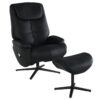 Labotina - Top Grain Leather Accent Chair With Swivel & Ottoman - Black - Image 3