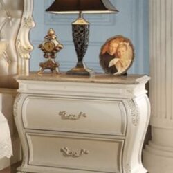 Chantelle - Nightstand With Granite Top - White