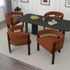 Modern Accent Chair Teddy Upholstered Armchair Open Back 3 Legs Barrel Dining Chair - Orange - Image 9