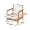 Outdoor Lounge Chair With Woven Backrest, Solid Wood Frame, Comfortable Cushions - Teak - Image 3