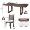 7 Piece Farmhouse Extendable Dining Table Set, Rustic Wood Table With Removable Leaf And 6 Upholstered Chairs For Dining Room - Brown - Image 3