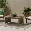 Acacia Wood Outdoor Coffee Table, Rectangular Patio Coffee Table For Outside - Gray - Image 4