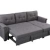Nathan - Reversible Sleeper Sectional Sofa With Storage Chaise, USB Charging Ports And Pocket - Dark Gray - Image 7