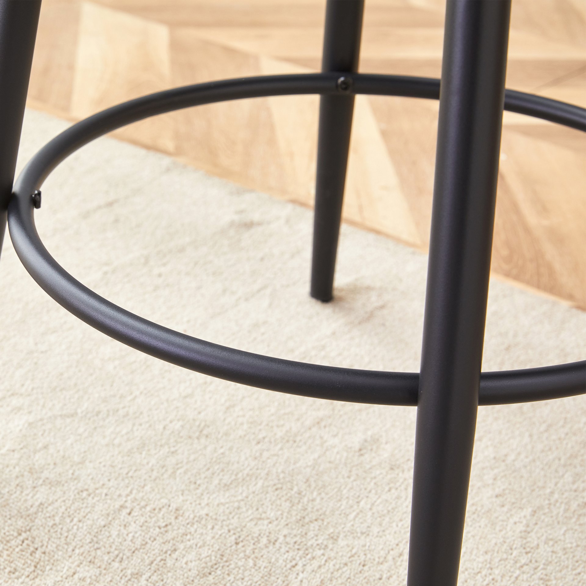 Stylish Ergonomic Bar Chairs Set With Breathable Cushions And Metal Legs, (Set of 2) - Black - Image 13