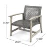 Outdoor Club Chair With Rattan Cover And Acacia Wood Frame - Gray - Image 3
