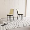 Modern Dining Chair (Set of 2) With Cushions And Metal Legs - Beige / Black - Image 7