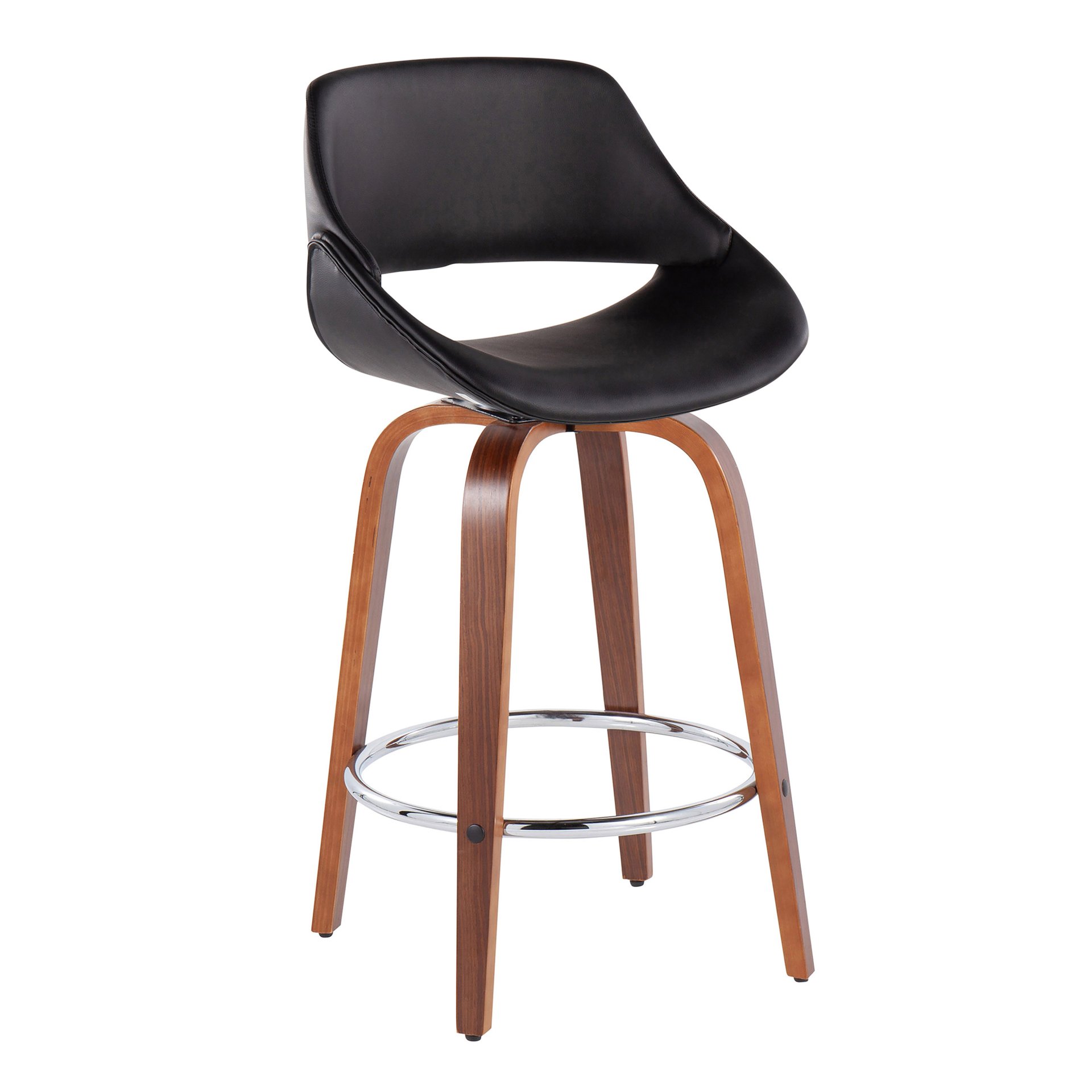 Fabrico - Mid-Century Modern Fixed Height Counter Stool With Round Footrest (Set of 2) - Walnut / Black - Image 2