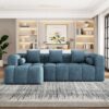 Sectional Sofa Full Compressed Sofa Modular Sofa Couch Free Combined Sofa With Deep Seating And 2 Side Pockets For Living Room - Blue - Image 4