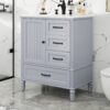 30" Bathroom Vanity With Sink, Bathroom Cabinet With A Door, 3 Drawers Legs, Adiustable Foot Pads - Gray - Image 2