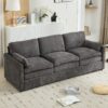 Cozy Upholstered 3 Seater Sofa Oversized Comfy Cloud Sofa Double Cushion 3 Seater Sofa Plush Cushion Sofa Couch For Living Room - Gray - Image 3