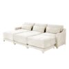 Elegant 3 Seater Sofa With Movable Ottomans Lumbar Pillow Wooden Base - Beige - Image 21
