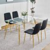 Modern Light Luxury Dining Chair With Gold Metal Legs (Set of 4) - Black - Image 7