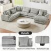 Oversized Sectional Sofa U - Shaped Sofa Couch Modern Sofa Upholstered In Soft Corduroy With A Chaise Lounge For Living Room - Gray - Image 8
