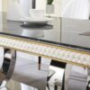 Luxury Modern Dining Table With Faux Marble Top And Dual Circle Base - Black - Image 8