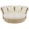 Outdoor Patio Daybed Wicker Rattan Double Daybed Round Sofa Furniture Set With Retractable Canopy, 4 Pillows For Lawn Garden Backyard Porch Pool - Beige - Image 14