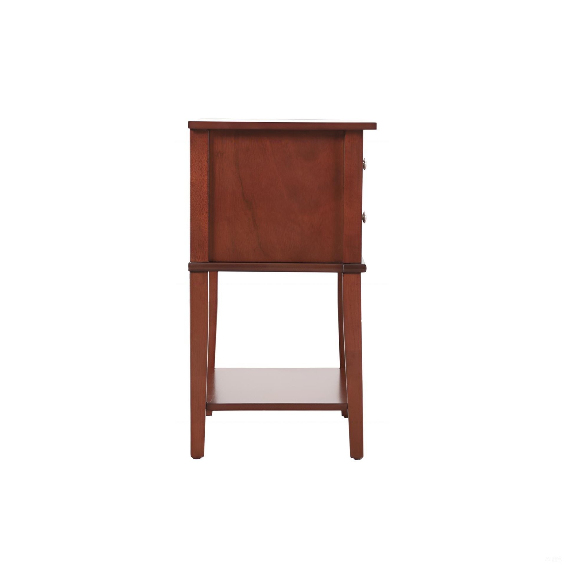 Sleek Nightstand With Storage Shelf And Rich Finish - Cherry - Image 6