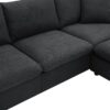 Modern Sectional Sofa With Throw Pillows, Cloud L Shaped Couch Set With Wide 4 Seat Comfy Couch Set With Movable Ottoman - Black - Image 12