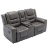 2 Seater Home Theater Recliner Manual Recliner Chair With A Storage Box And Two Cup Holders For Living Room - Gray - Image 10