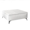 Modern Wood And Fabric Square Storage Ottoman Coffee Table With Lift - Top Design - Upholstered Bench For Living Room Organization - White - Image 7