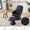 Massage Recliner Chair With Ottoman 360° Swivel Reclining Chair With Wrapped Base 5 Point Vibration Massage Seat Heating And 140° Adjustable Backrest - Black - Image 7